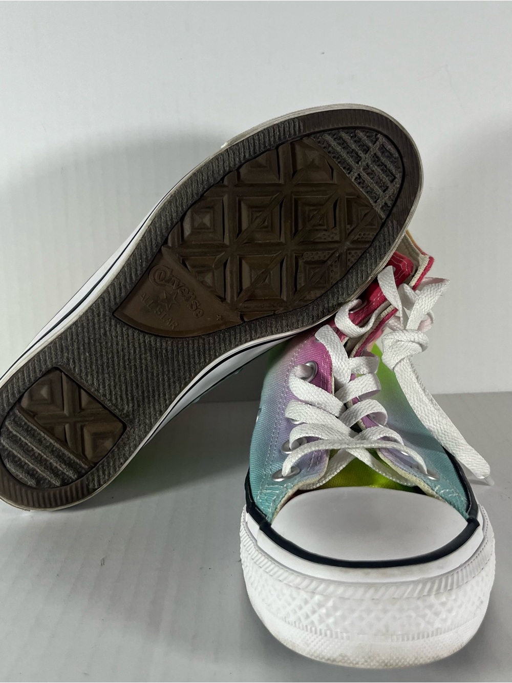 Converse High Top Sneakers - Rainbow Pastel (Pink, Yellow, Green, Blue) - Picture 4 of 6